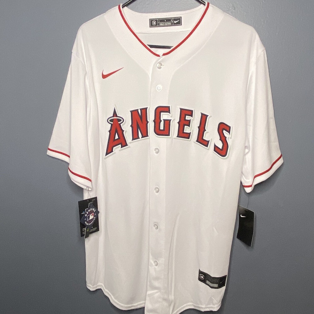 Nike Mike Trout Baseball Jersey White Los Angeles Angels Anaheim SEWN LA Mens XL - Picture 5 of 12